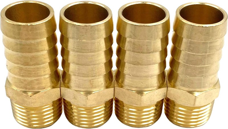 Bumugufu 4 قطع محولات خرطوم ذكر 1/2" NPT إلى 3/4" بارب، تركيبات أنابيب نحاسية 3/4" بارب إلى 1/2" NPT ذكر لأنظمة المياه والوقود - Image 5